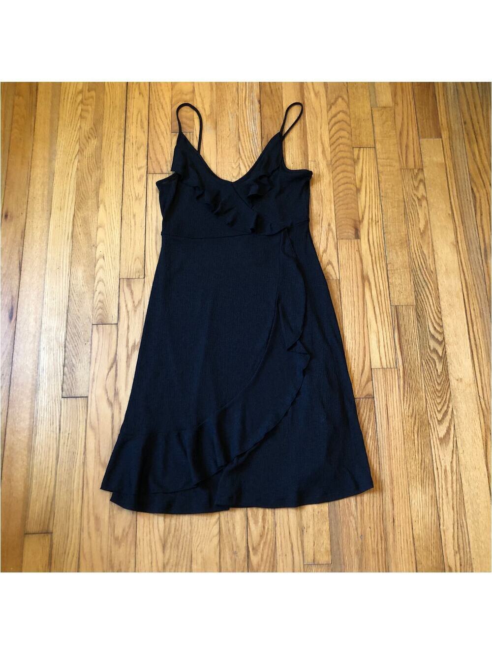 Zara NWT Women's Black Empire Waist Spaghetti Strap V-Neck Sundress Size M